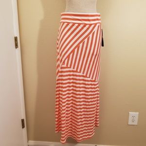 Brat star orange white striped maxi skirt large